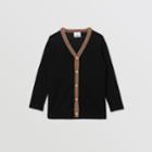 Burberry Burberry Childrens Icon Stripe Detail Merino Wool Cardigan, Size: 2y, Black