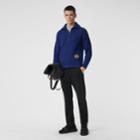 Burberry Burberry Rib Knit Wool Cashmere Blend Half-zip Sweater, Blue