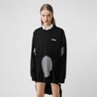Burberry Burberry Cut-out Panel Swan Print Cotton Oversized Top, Black