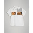 Burberry Burberry Vintage Check Panel Cotton Polo Shirt, Size: 14y