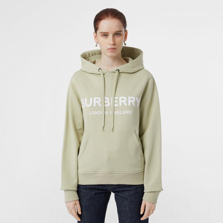 Burberry Burberry Logo Print Cotton Hoodie, Green