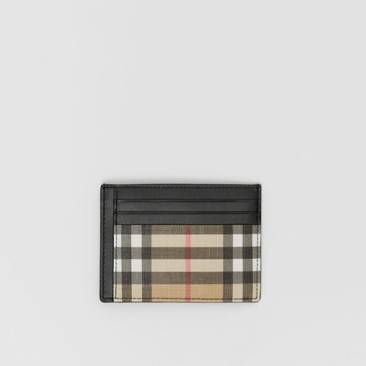 Burberry Burberry Vintage Check And Leather Money Clip Card Case#, Beige