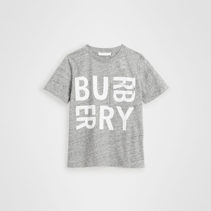Burberry Burberry Childrens Logo Print Cotton Blend T-shirt, Size: 6y, Grey