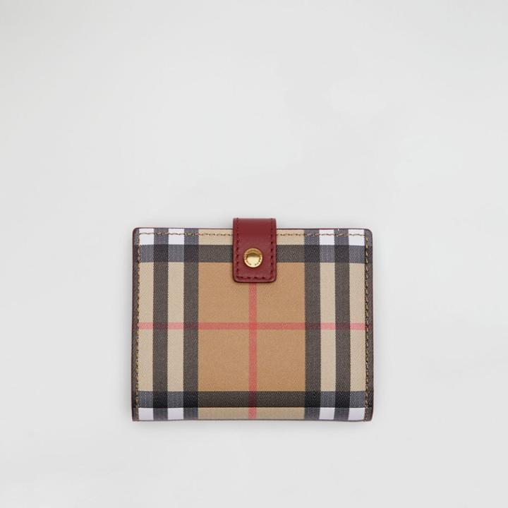 Burberry Burberry Vintage Check And Leather Folding Wallet, Red