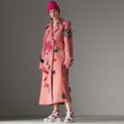 Burberry Burberry Embellished Shearling Trench Coat, Size: 00, Pink