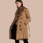 Burberry Burberry Shearling Trench Coat, Size: 04, Brown