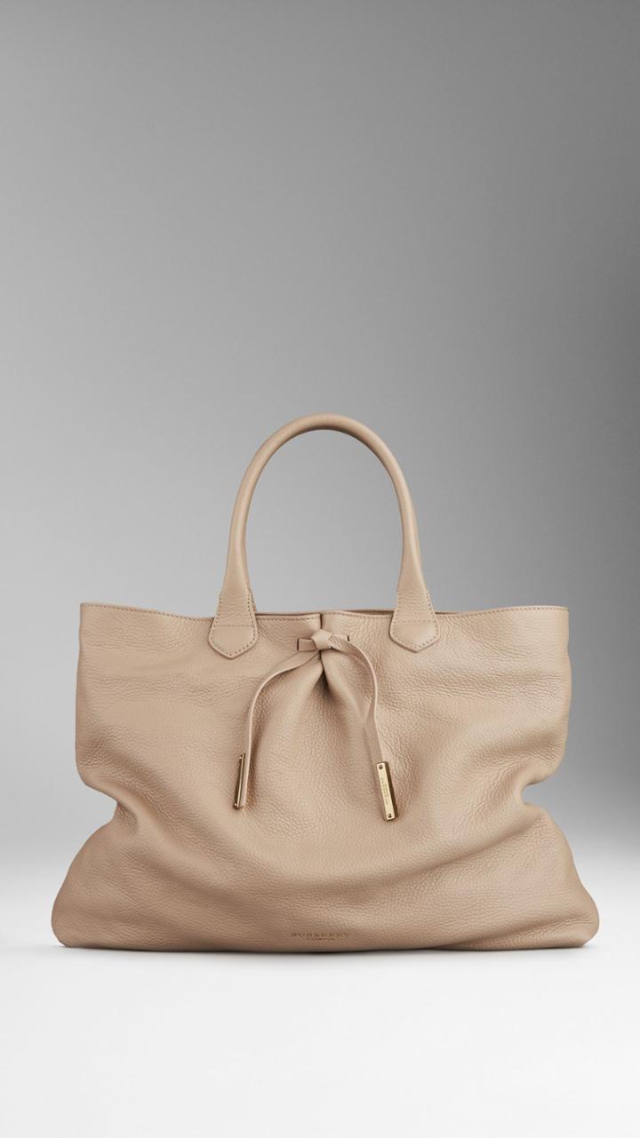Burberry Burberry Bow Detail Deerskin Tote Bag, White