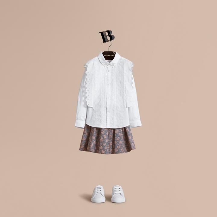 Burberry Burberry Broderie Anglaise And Lace Detail Cotton Shirt, Size: 14y, White