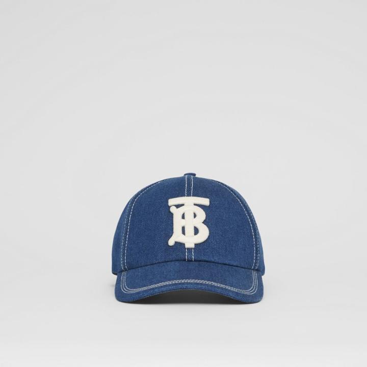 Burberry Burberry Monogram Motif Topstitched Denim Baseball Cap, Blue