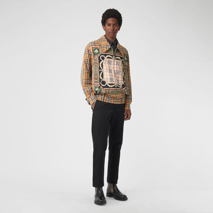 Burberry Burberry Archive Scarf Print Harrington Jacket, Size: 34, Yellow