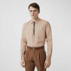 Burberry Burberry Classic Fit Zip Detail Cotton Twill Shirt, Size: 16, Beige