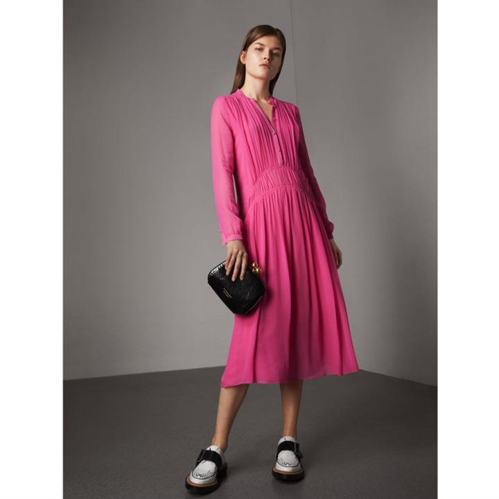 Burberry Burberry Gathered Silk Georgette Dress, Size: 00