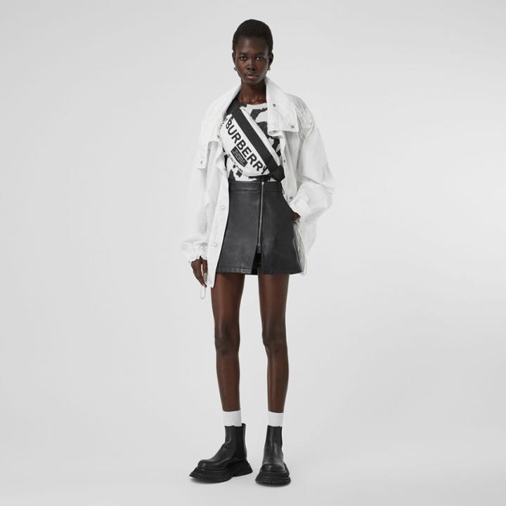 Burberry Burberry Drawcord Detail Logo Print Lightweight Jacket, Size: 06, White