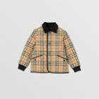 Burberry Burberry Childrens Corduroy Trim Vintage Check Diamond Quilted Jacket, Size: 14y, Beige