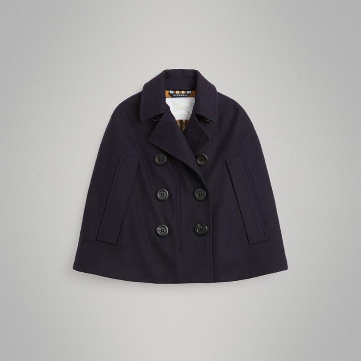 Burberry Burberry Childrens Wool Pea Coat Cape, Blue