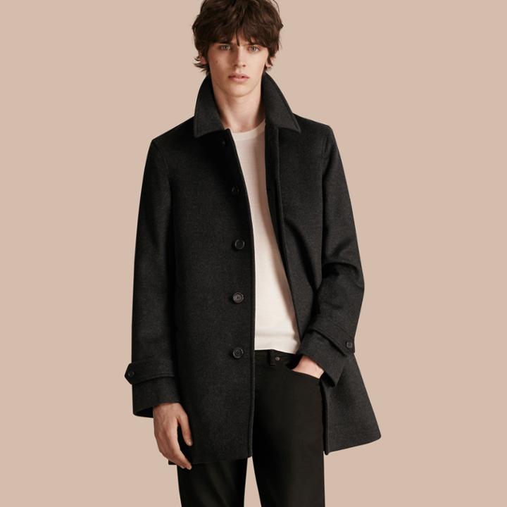 Burberry Burberry Virgin Wool Cashmere Car Coat, Size: 44, Grey
