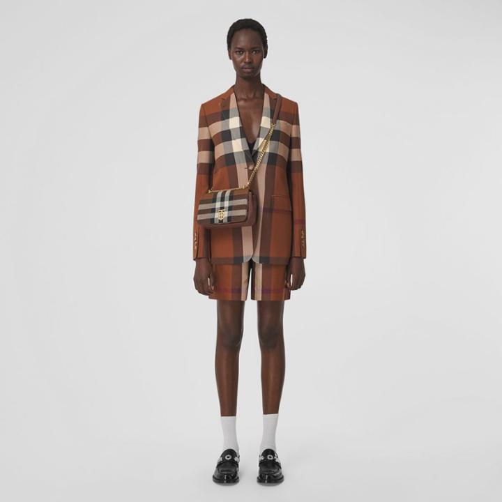 Burberry Burberry Check Wool Tailored Jacket, Size: 0