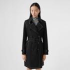 Burberry Burberry Topstitched Tropical Gabardine Trench Coat, Size: 06, Black