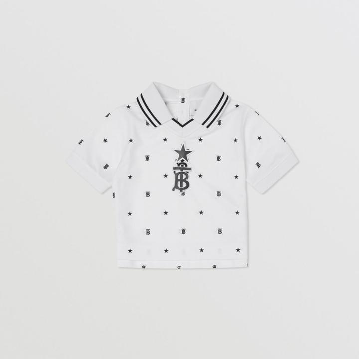 Burberry Burberry Childrens Star And Monogram Motif Jersey Mesh Polo Shirt, Size: 2y, Black
