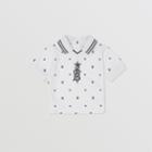 Burberry Burberry Childrens Star And Monogram Motif Jersey Mesh Polo Shirt, Size: 2y, Black
