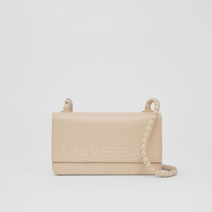 Burberry Burberry Embossed Slogan Leather Crossbody Bag
