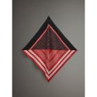 Burberry Burberry Dot And Stripe Print Silk Square Scarf, Red