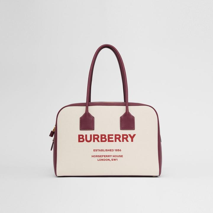 Burberry Burberry Large Horseferry Print Canvas Half Cube Bag