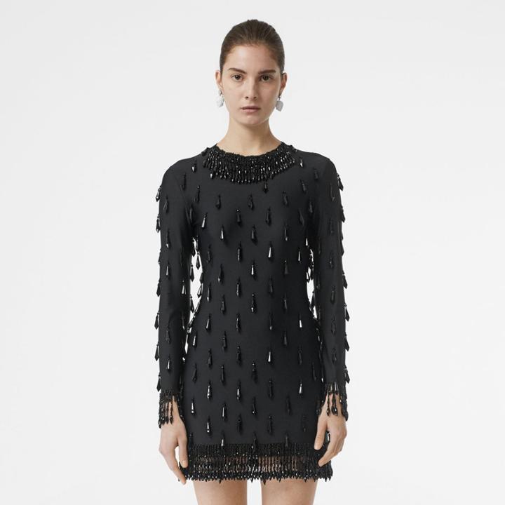 Burberry Burberry Long-sleeve Embellished Mini Dress, Black