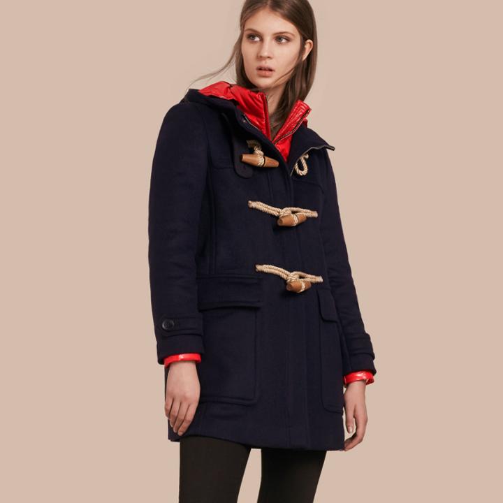 Burberry Burberry Wool Duffle Coat With Detachable Hooded Down-filled Warmer, Size: 08, Blue