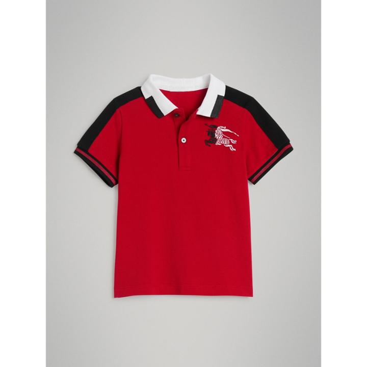 Burberry Burberry Stripe Detail Cotton Polo Shirt, Size: 14y