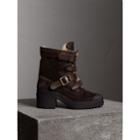 Burberry Burberry Buckle Detail Suede And Shearling Boots, Size: 35, Brown