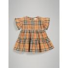 Burberry Burberry Ruffle Detail Vintage Check Dress With Bloomers, Size: 12m, Yellow