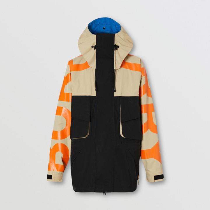 Burberry Burberry Logo Print Colour Block Technical Twill Jacket, Size: Xs, Black