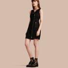 Burberry Zip Detail Sleeveless Wool Dress