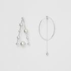Burberry Burberry Faux Pearl Triangle Palladium-plated Drop Earrings, Grey