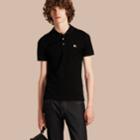 Burberry Burberry Fitted Mercerised Cotton-piqu Polo Shirt, Black