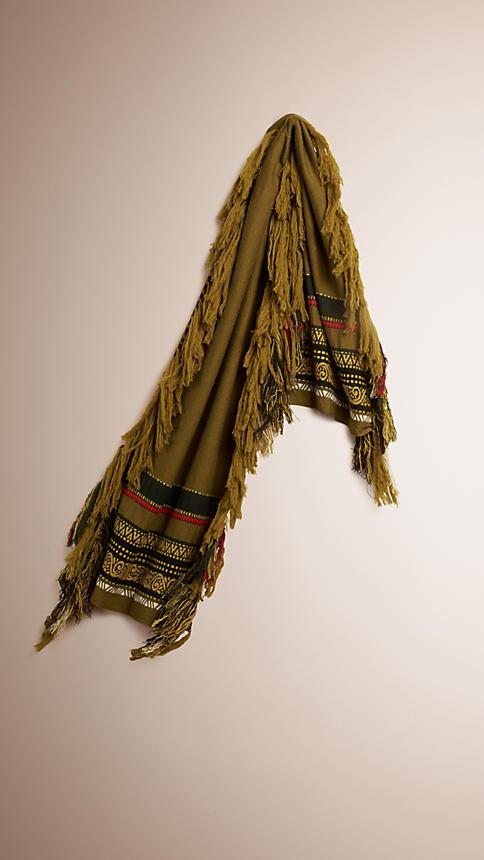 Burberry The Fringe Scarf In Wool Cotton And Cashmere