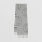 Burberry Burberry Reversible Check And Monogram Cashmere Scarf, Grey
