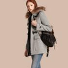 Burberry Burberry Wool Duffle Coat With Detachable Fur Trim, Size: 00, Grey