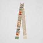 Burberry Burberry Floral And Monogram Print Silk Skinny Scarf, Green