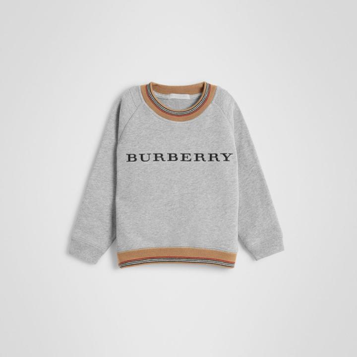 Burberry Burberry Childrens Heritage Stripe Detail Embroidered Cotton Sweatshirt, Size: 10y