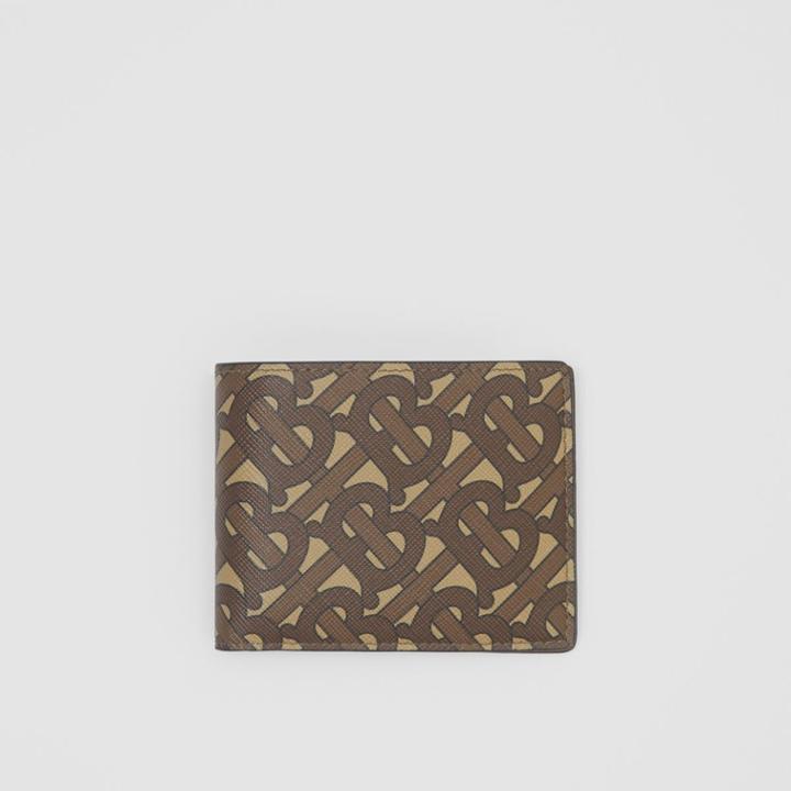 Burberry Burberry Monogram Print E-canvas Bifold Wallet, Brown