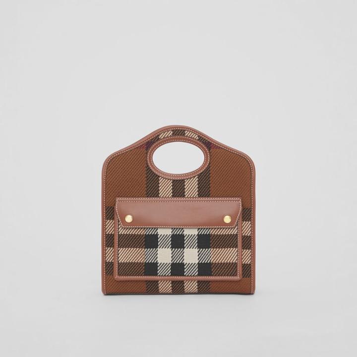 Burberry Burberry Mini Knitted Check And Leather Pocket Bag