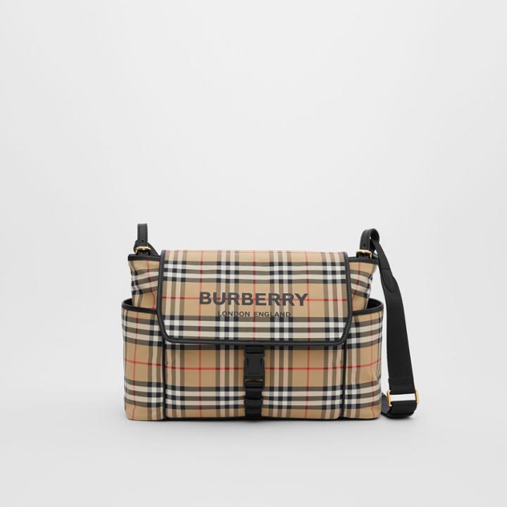 Burberry Burberry Childrens Vintage Check Econyl Baby Changing Bag, Beige