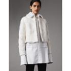 Burberry Burberry Macram Lace-embellished Shearling Jacket, Size: 06, White