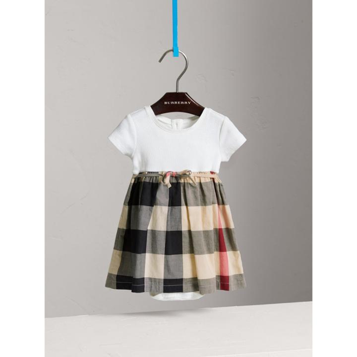 Burberry Burberry Check Cotton Jersey T-shirt Dress, Size: 2y, Beige
