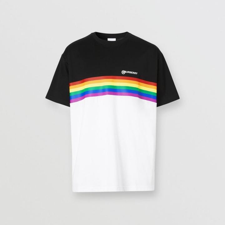 Burberry Burberry Rainbow Stripe Print Cotton T-shirt