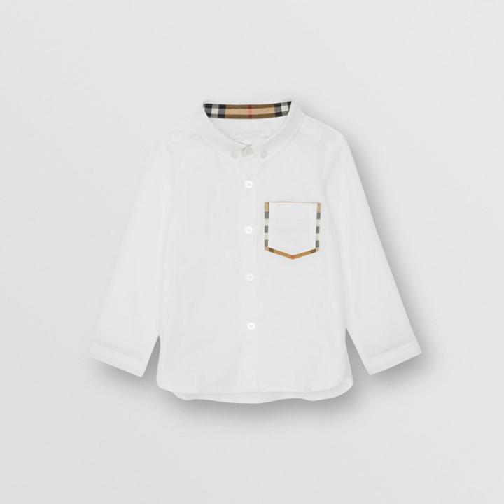 Burberry Burberry Childrens Check Detail Cotton Oxford Shirt, Size: 6m, White