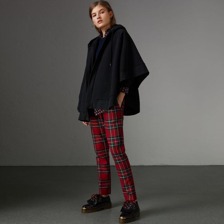 Burberry Burberry Embroidered Jersey Hooded Cape, Black