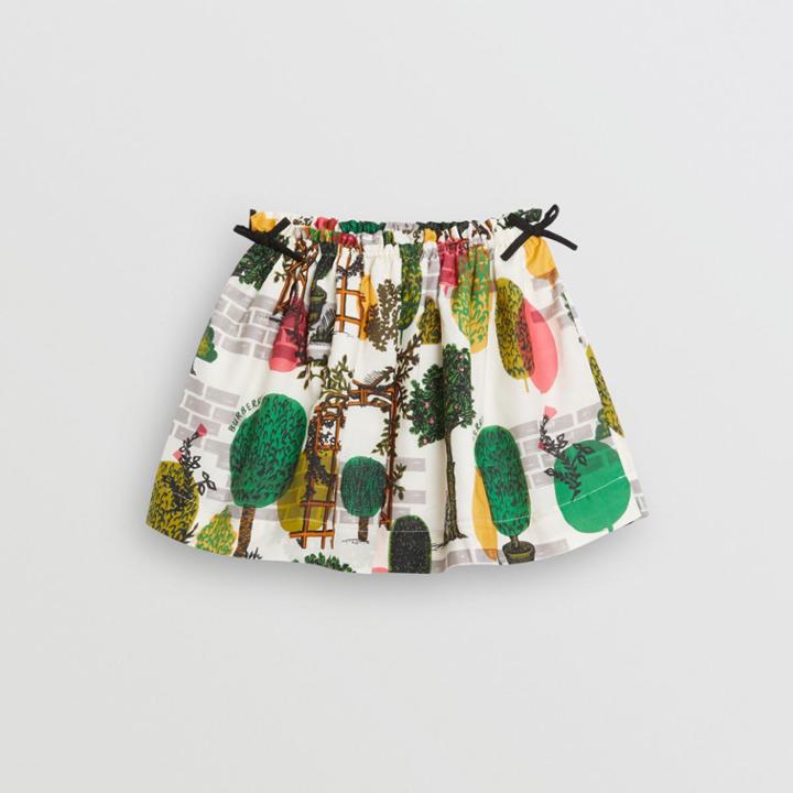Burberry Burberry Childrens Tree Print Cotton Silk Skirt, Size: 10y, White